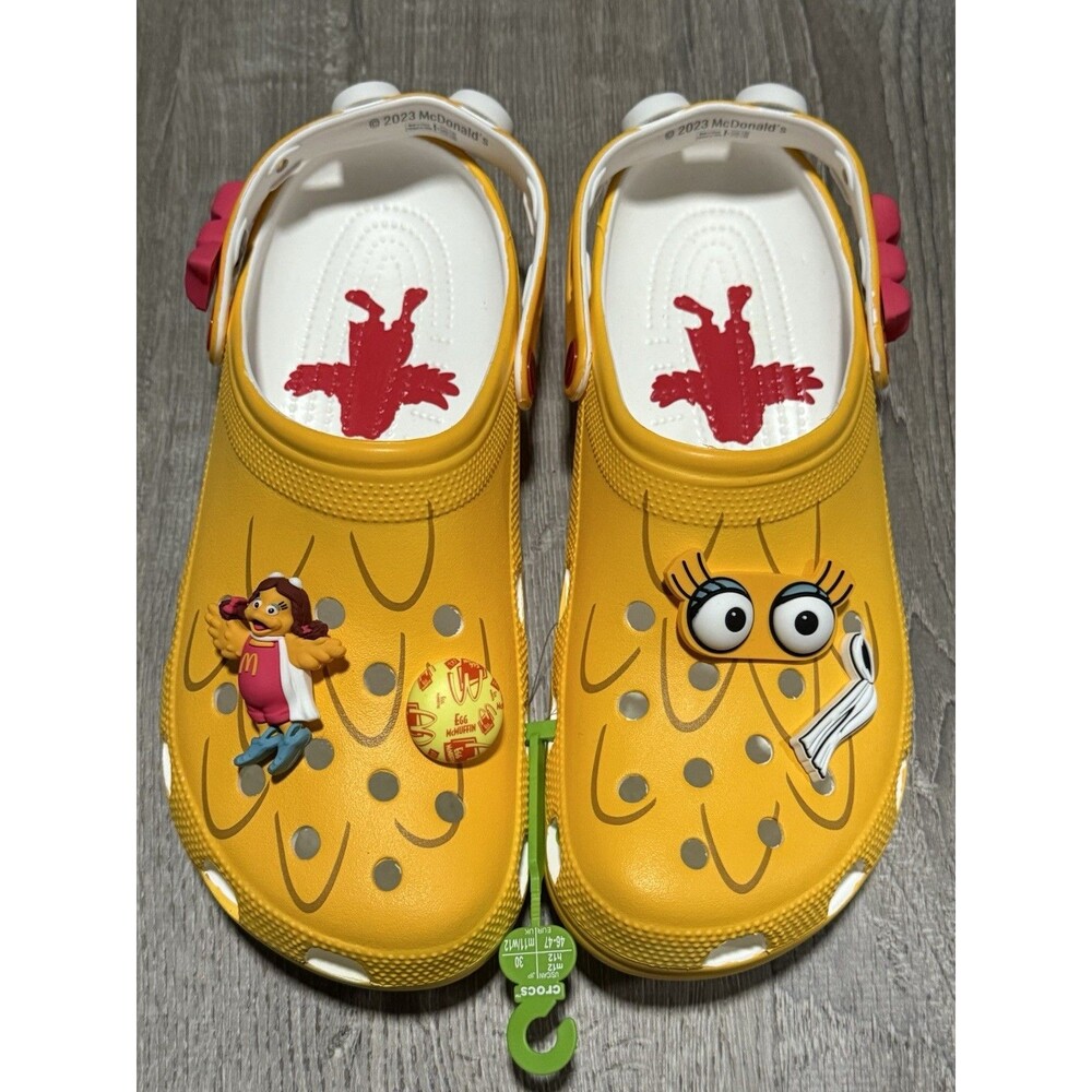 NWT McDonald’s x Crocs Classic Clog Birdie Size M12 W14 Limited Edition w/Charms